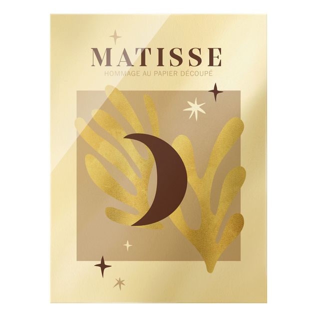 Glas Wandbilder Matisse Interpretation - Mond und Sterne