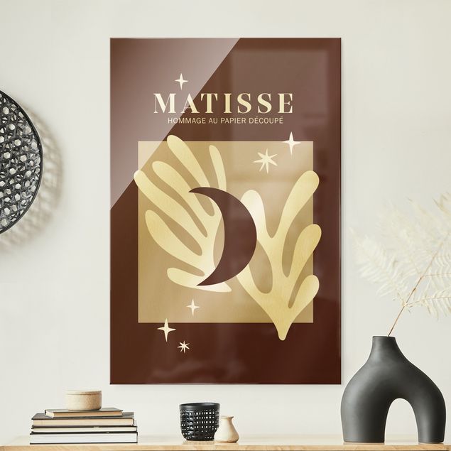 abstrakte Glasbilder Matisse Interpretation - Mond und Sterne Rot