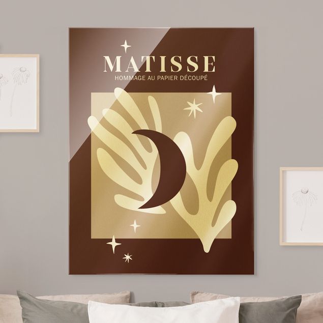 Wandbilder Abstrakt Matisse Interpretation - Mond und Sterne Rot