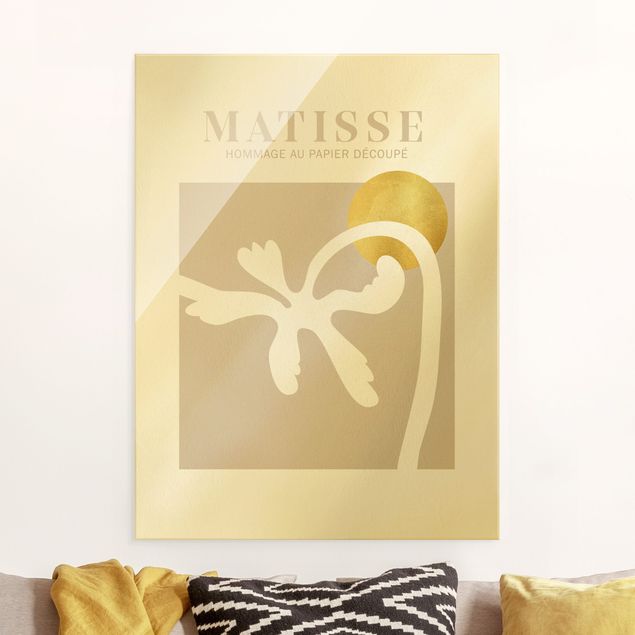 Glasbilder Abstrakt Matisse Interpretation - Palme und Sonne