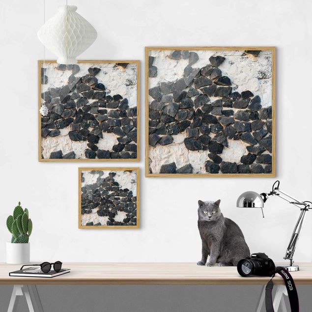 Bilder Mauer mit Schwarzen Steinen