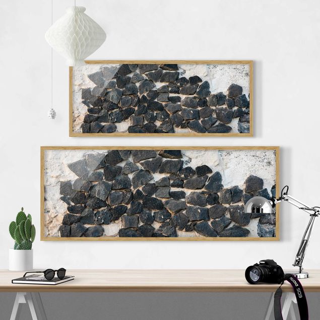 schöne Bilder Mauer mit Schwarzen Steinen