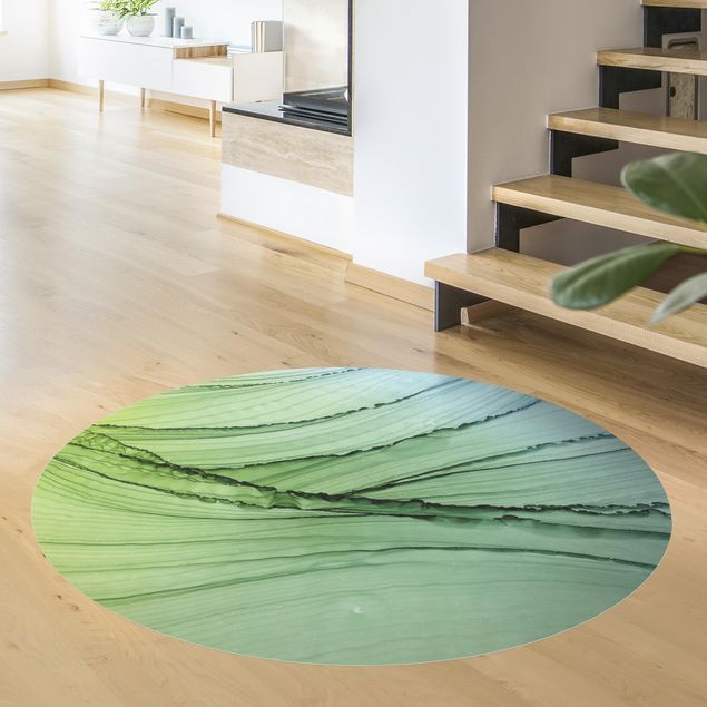 Moderner Teppich Melierter Farbverlauf in Gelbgrün