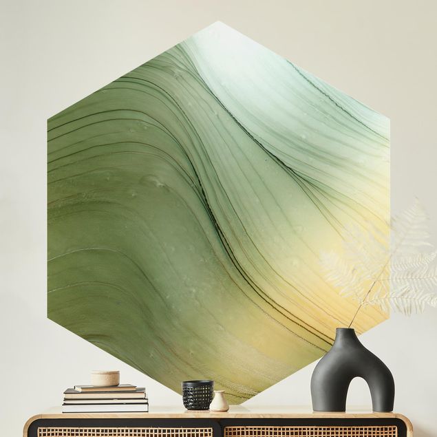 moderne Fototapete Meliertes Grün mit Honig