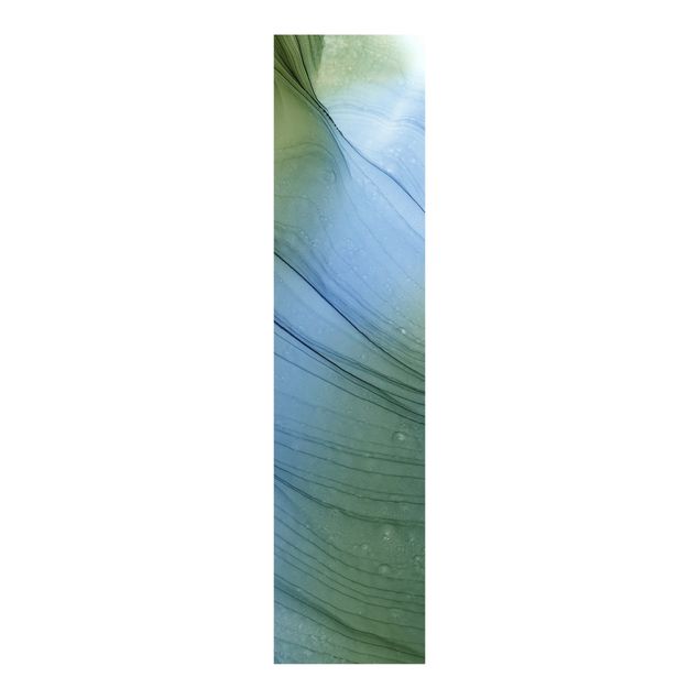 Schiebevorhang abstrakt Meliertes Moosgrün mit Blau