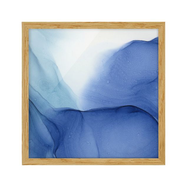 Wandbilder Abstrakt Meliertes Tintenblau