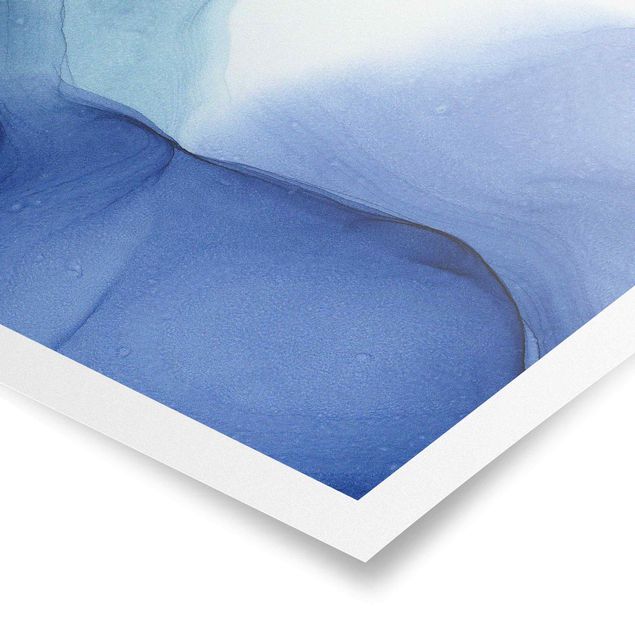 Wandbilder Blau Meliertes Tintenblau