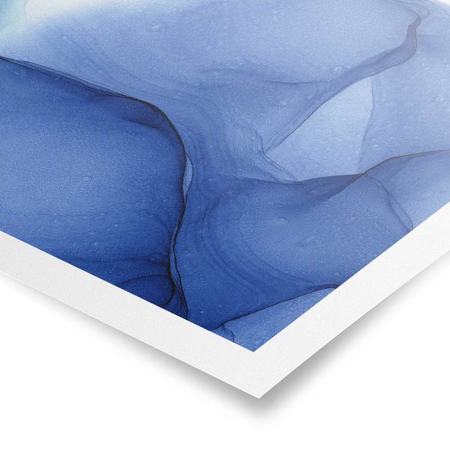 Wandbilder Blau Meliertes Tintenblau