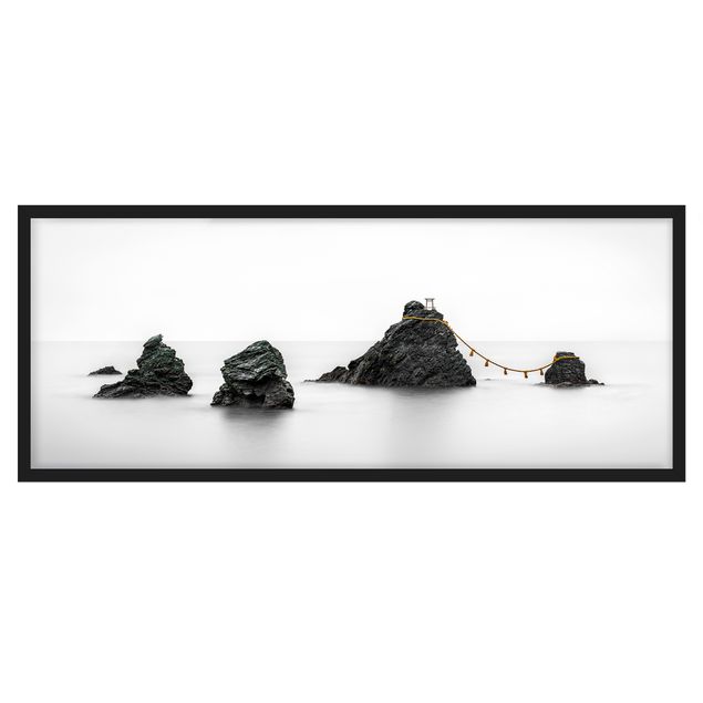 gerahmte Bilder schwarz-weiß Meoto Iwa - die verheirateten Felsen