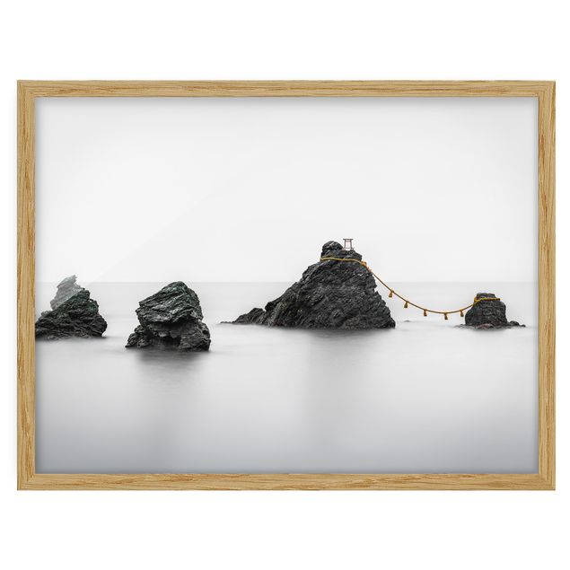 schwarz-weiß Bilder mit Rahmen Meoto Iwa - die verheirateten Felsen