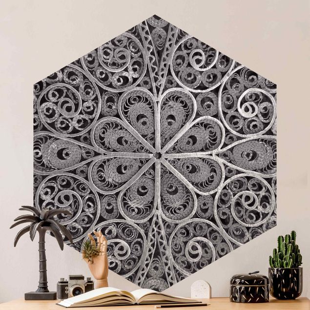 Wanddeko Küche Metall Ornamentik Mandala in Silber