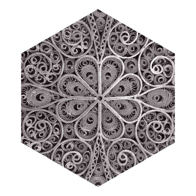 Foto Tapete Metall Ornamentik Mandala in Silber