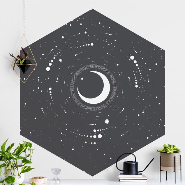 Wanddeko Küche Mond im Sternenkreis