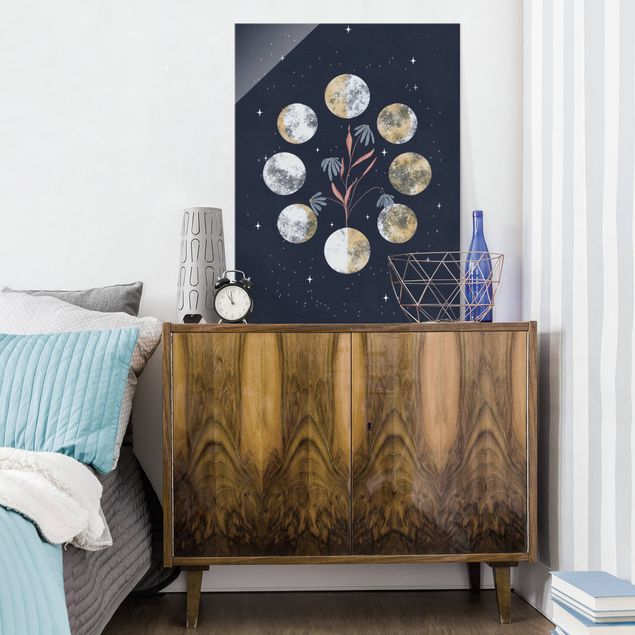Wandbilder Modern Mondphasen und Margeriten