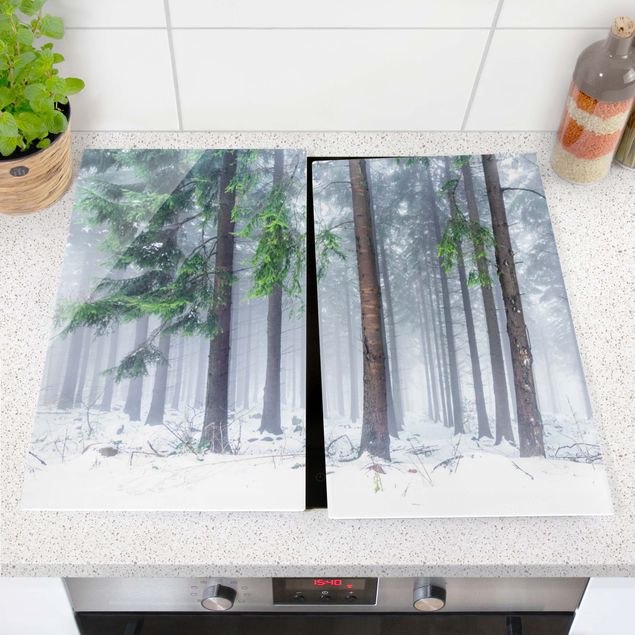 Küche Dekoration Nadelbäume im Winter
