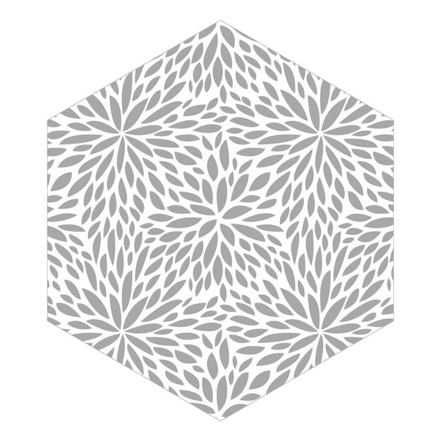 Foto Tapete Natürliches Muster Blumen in Grau
