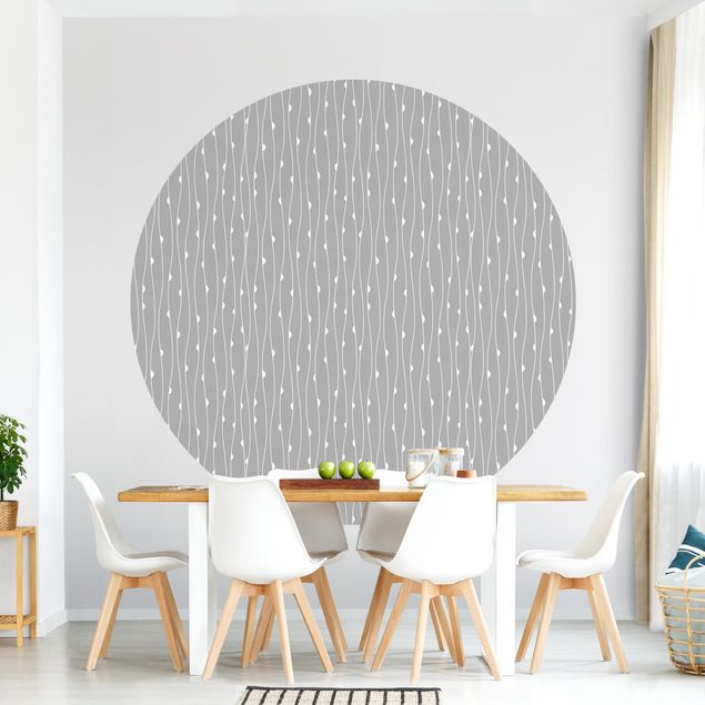 Wanddeko Küche Natürliches Muster mit Halbkreisen vor Grau