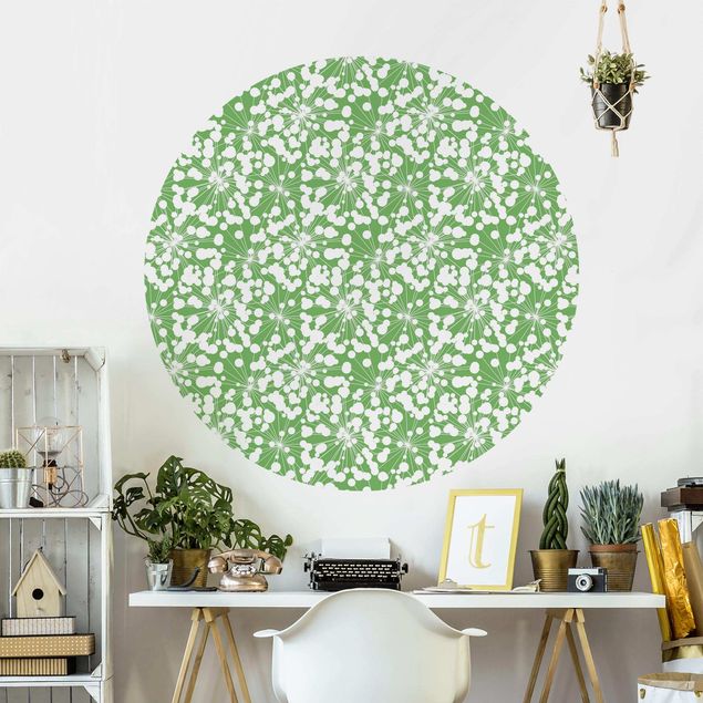 Wanddeko Küche Natürliches Muster Pusteblume mit Punkten vor Grün