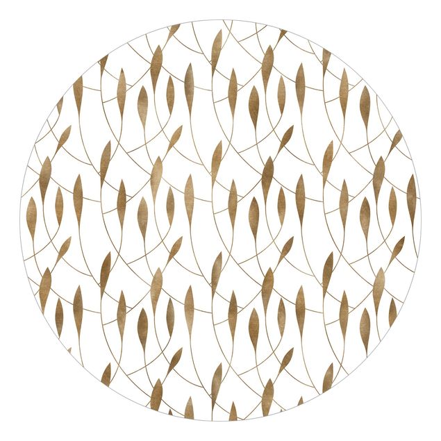 Tapeten Modern Natürliches Muster schwungvolle Blätter in Gold
