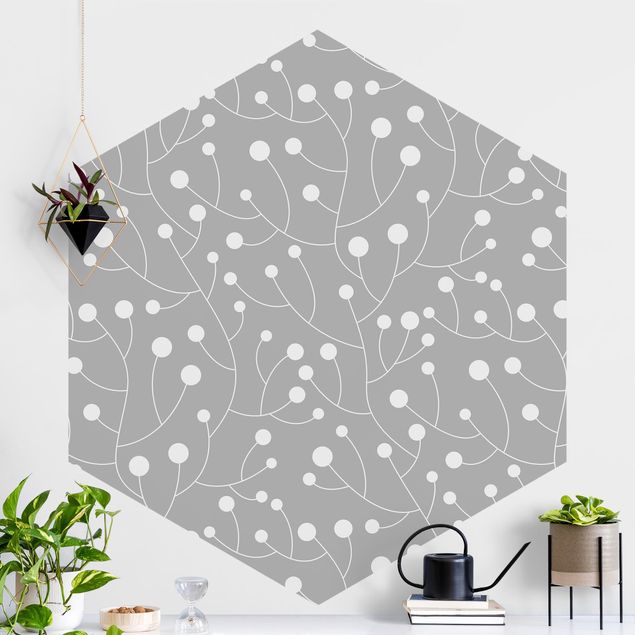 Wanddeko Küche Natürliches Muster Wachstum mit Punkten auf Grau