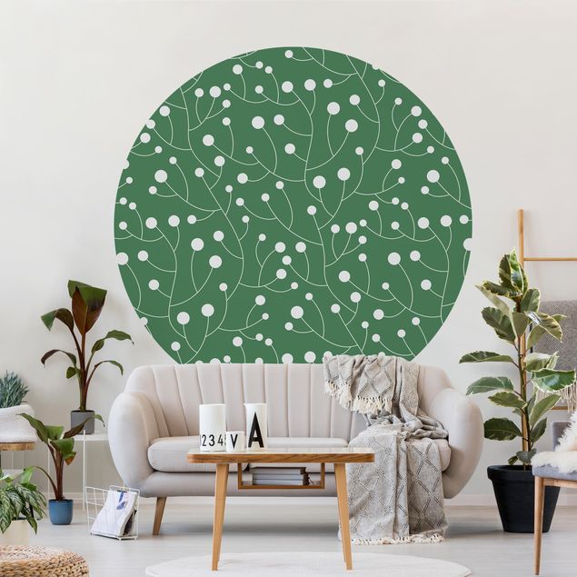 Wanddeko Küche Natürliches Muster Wachstum mit Punkten auf Grün