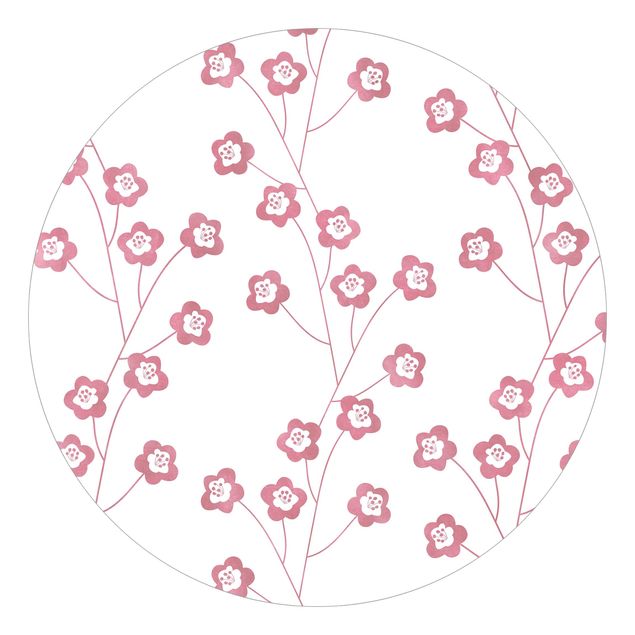 Blumentapete Natürliches Muster zarte Blumen in Rosa