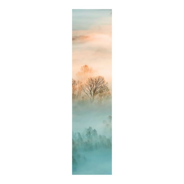 Schiebegardine Wald Nebel bei Sonnenaufgang