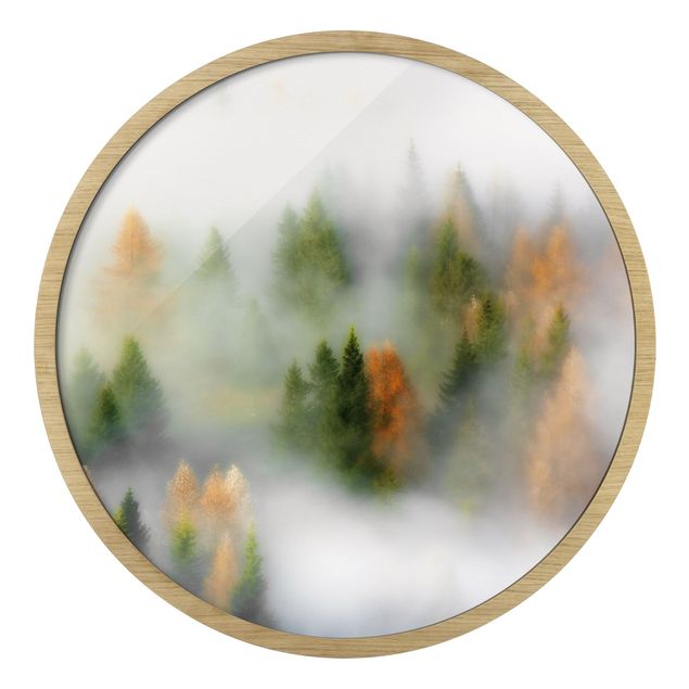Gerahmte Bilder Rund Nebelwald im Herbst