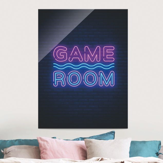 Glasbilder Sprüche Neon Schrift Game Room