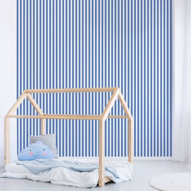 Babyzimmer Deko No.YK44 Streifen Blau Weiß