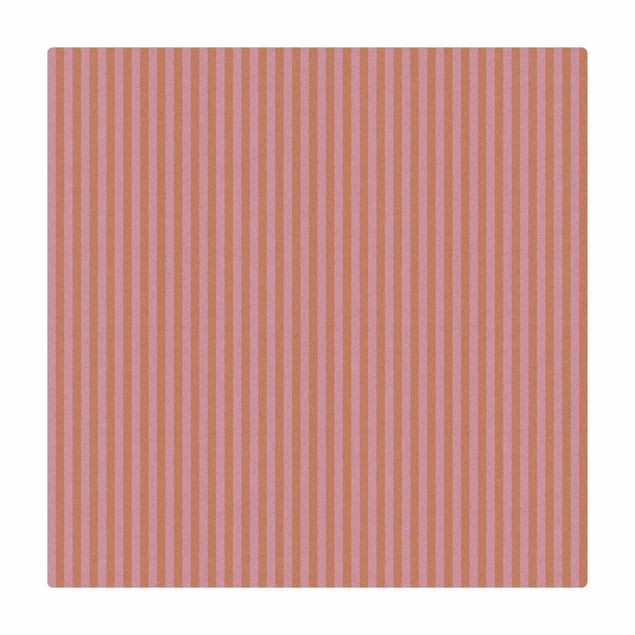 Kork-Teppich - No.YK45 Streifen Rosa - Quadrat 1:1