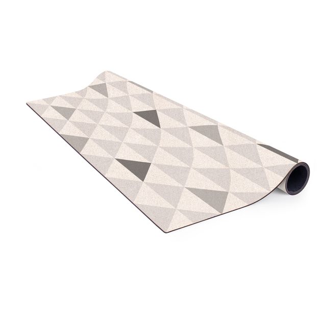 Teppich Esszimmer No.YK66 Dreiecke Grau Weiß Grau