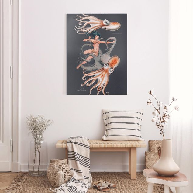 Wandbilder Fische Nymphe mit Oktopussen