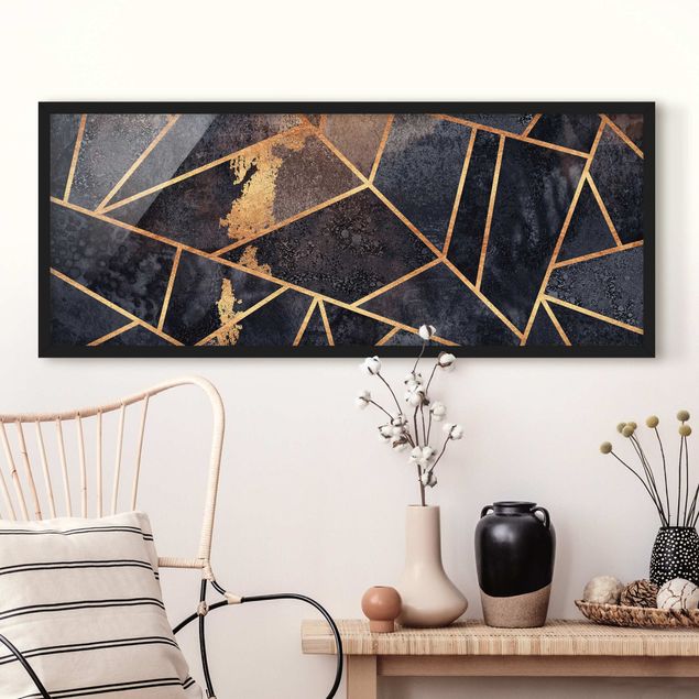 abstrakte Bilder mit Rahmen Onyx mit Gold
