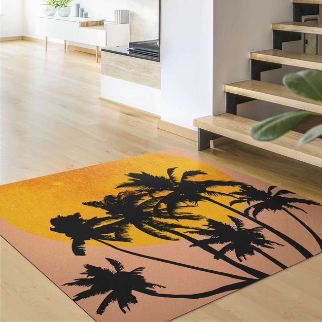 Teppich Dschungel Palmen vor goldener Sonne