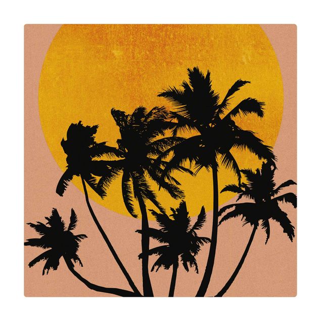 kleiner Teppich Palmen vor goldener Sonne