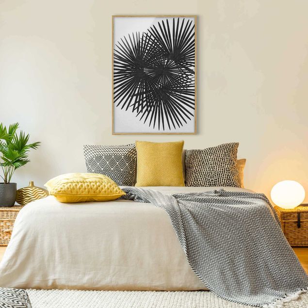 Blumenbilder mit Rahmen Palmenfarne in Schwarz-Weiß