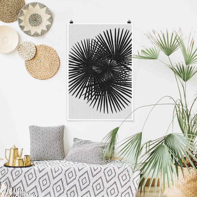 Kunstkopie Poster Palmenfarne in Schwarz-Weiß