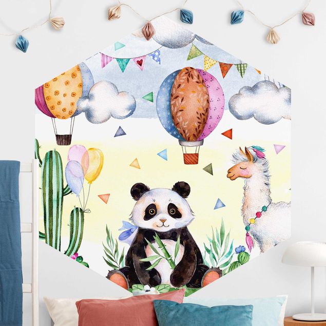 Babyzimmer Deko Panda und Lama Aquarell