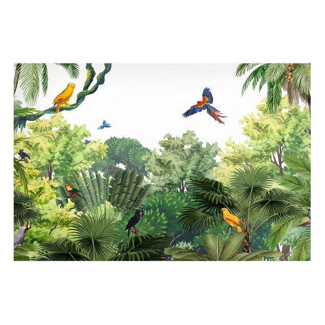 Wandbilder Bäume Papageienparade im Dschungel