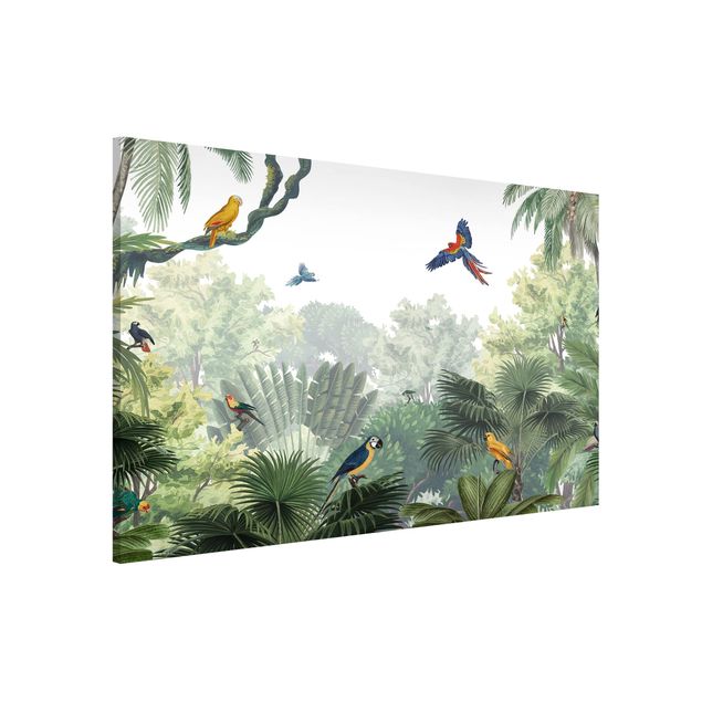 Wandbilder Bäume Papageienparade im sanften Dschungel