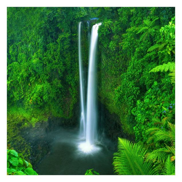Wandtapete gruen Paradiesischer Wasserfall