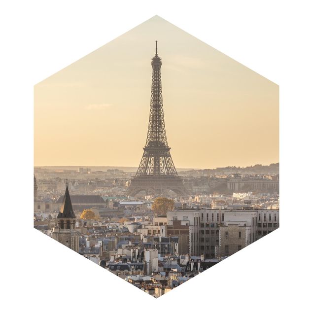 Wandtapete beige Paris im Morgengrauen
