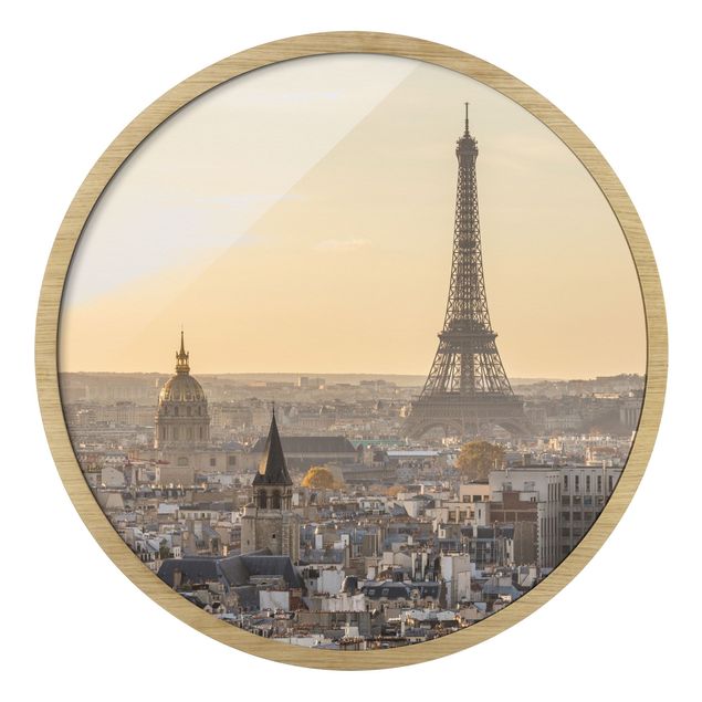 Runde gerahmte Bilder Paris im Morgengrauen