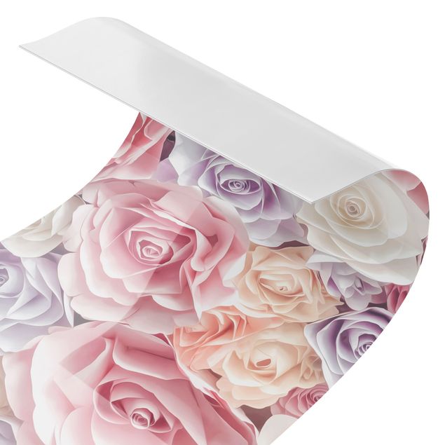 Küchenrückwand Folie Pastell Paper Art Rosen