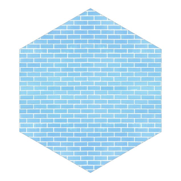 Wandtapete blau Pastellblaue Ziegelwand