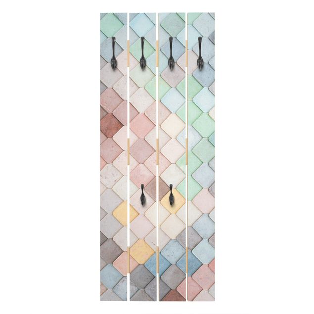Garderobe mit Motiv Pastellfarbene Fischschuppen aus Stein