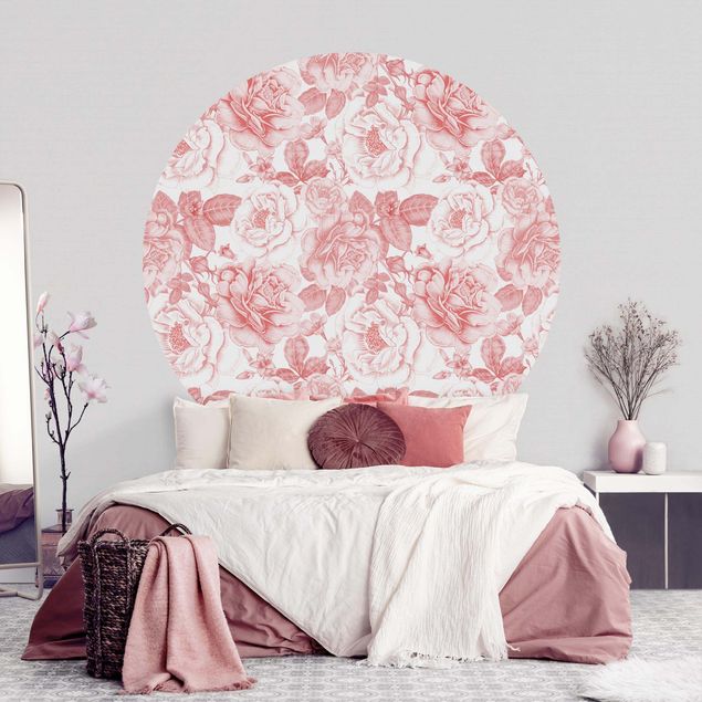 Wanddeko Küche Pfingstrosen Pattern Rosa