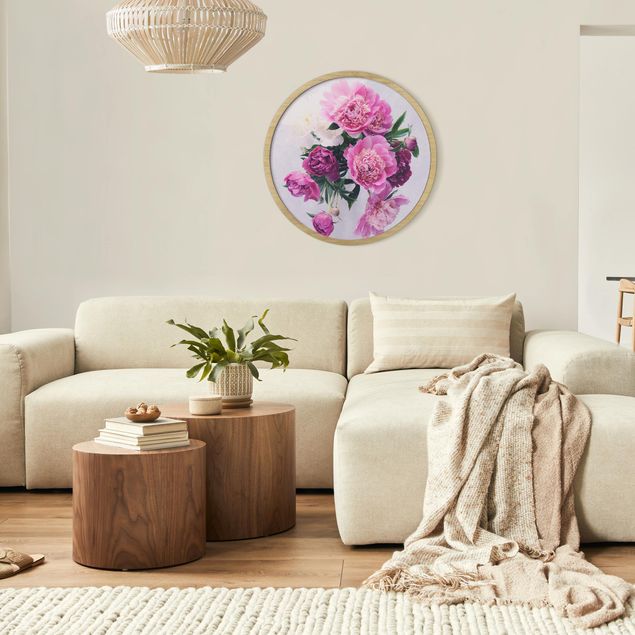 Wandbilder Floral Pfingstrosen Shabby Rosa Weiß