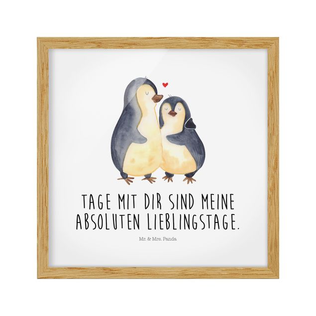 Gerahmte Bilder Tiere Mr. & Mrs. Panda - Pinguin - Lieblingstage